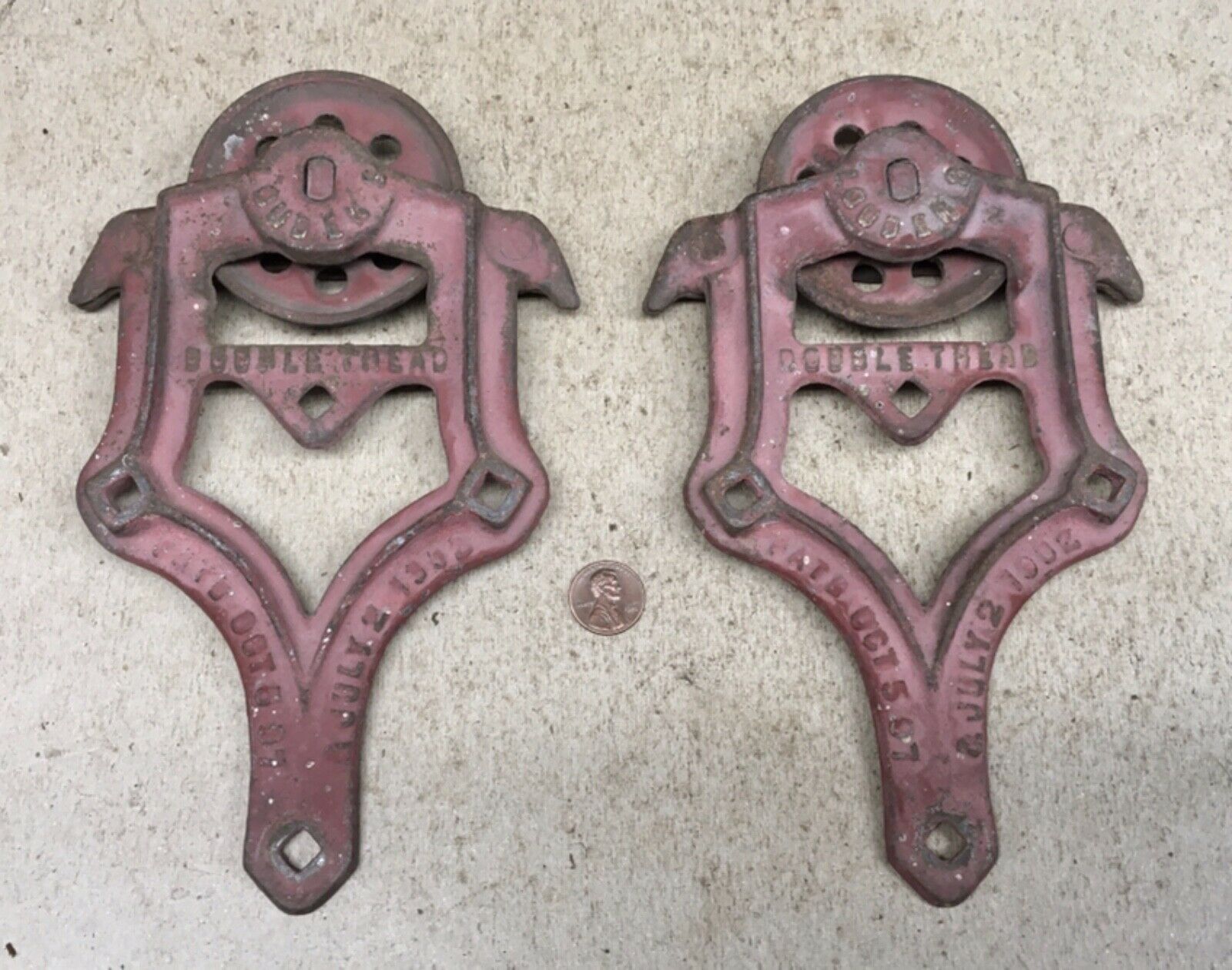 Pair Of Louden Patent Double Tread Door Rollers